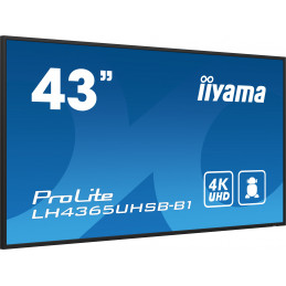 iiyama LH4365UHSB-B1 infonäyttö Kioskimalli 108 cm (42.5") LED Wi-Fi 800 cd m² 4K Ultra HD musta Sisäänrakennettu prosessori