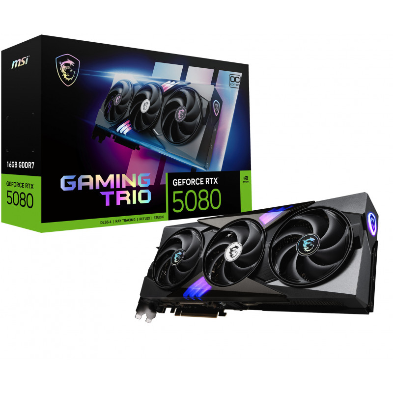 MSI GAMING GEFORCE RTX 5080 16G TRIO OC näytönohjain NVIDIA 16 GB GDDR7