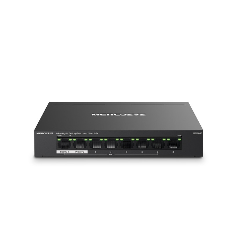 Mercusys MS108GP verkkokytkin Hallittu Gigabit Ethernet (10 100 1000) Power over Ethernet -tuki musta