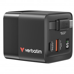 Verbatim GaN Charger 65W Universaali musta AC Pikalataus Sisätila