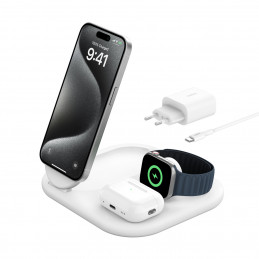 Belkin BoostCharge Kuulokkeet, Älypuhelin, Älykello Valkoinen USB Langaton lataaminen Pikalataus Sisätila