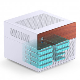 Jonsbo N4 WHITE tietokonekotelo Micro Tower Valkoinen