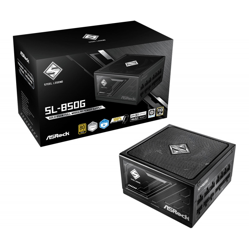 Asrock SL-850G Steel Legend virtalähdeyksikkö 850 W 20+4 pin ATX ATX musta