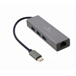 Gembird A-CMU3-LAN-01 kannettavien tietokoneiden telakka ja porttitoistin USB 3.2 Gen 1 (3.1 Gen 1) Type-C Harmaa