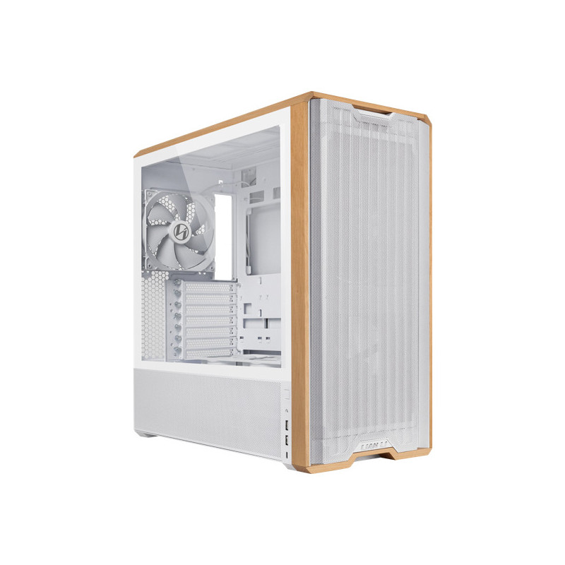 Lian Li Lancool LAN217W tietokonekotelo Midi Tower Valkoinen, Puu