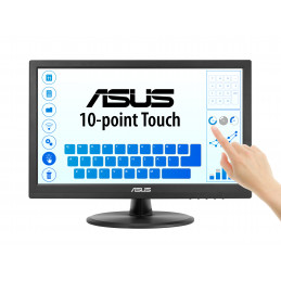 ASUS Touch VT169HE tietokoneen litteä näyttö 39,6 cm (15.6") 1920 x 1080 pikseliä Full HD LED Kosketusnäyttö Pöydän pinta musta