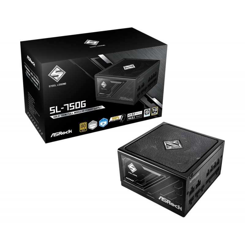 Asrock SL-750G Steel Legend virtalähdeyksikkö 750 W 20+4 pin ATX ATX musta