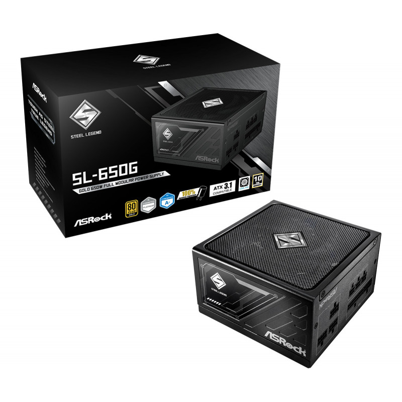 Asrock SL-650G Steel Legend virtalähdeyksikkö 650 W 20+4 pin ATX ATX musta