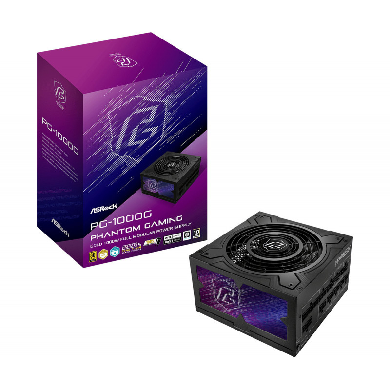 Asrock Phantom Gaming PG-1000G virtalähdeyksikkö 750 W 20+4 pin ATX ATX musta