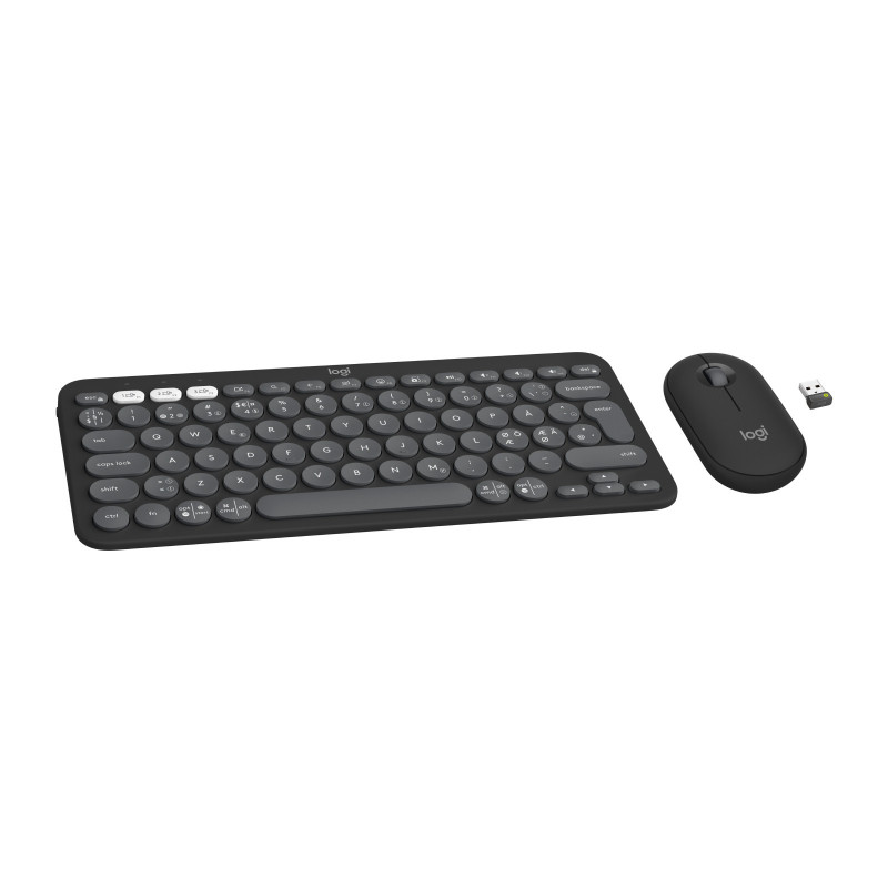 Logitech 920-012257 näppäimistö Sisältää hiiren Universaali RF Wireless + Bluetooth QWERTY Pohjoismainen Grafiitti