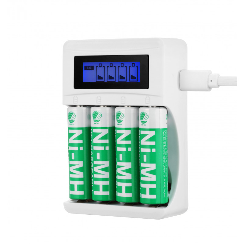 Deltaco C704A4-4XAA laturi Kotitalousakku USB