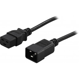 Deltaco Maad laite- jatkokaapeli IEC320 C19  C20, 16 A   250 V, 1m