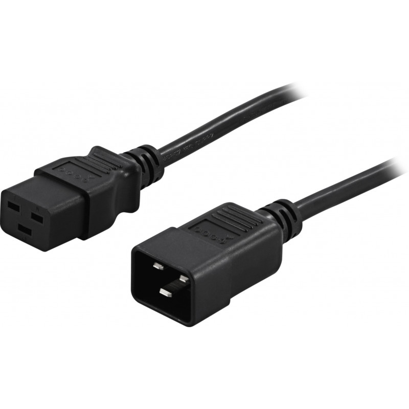 Deltaco Maad laite- jatkokaapeli IEC320 C19  C20, 16 A   250 V, 1m