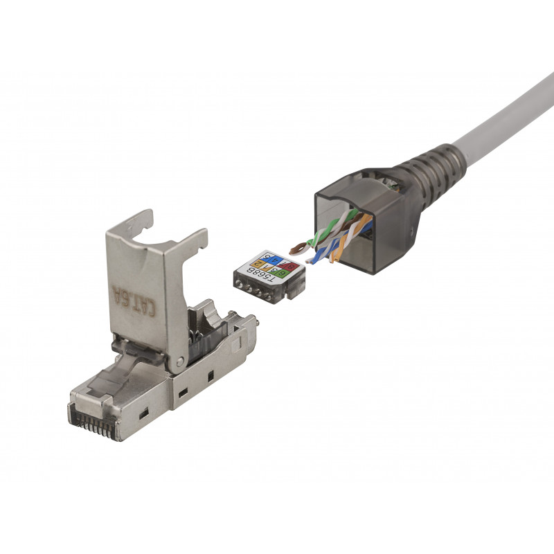 Deltaco RJ45-liitin, Cat6a, suojattu, metallia