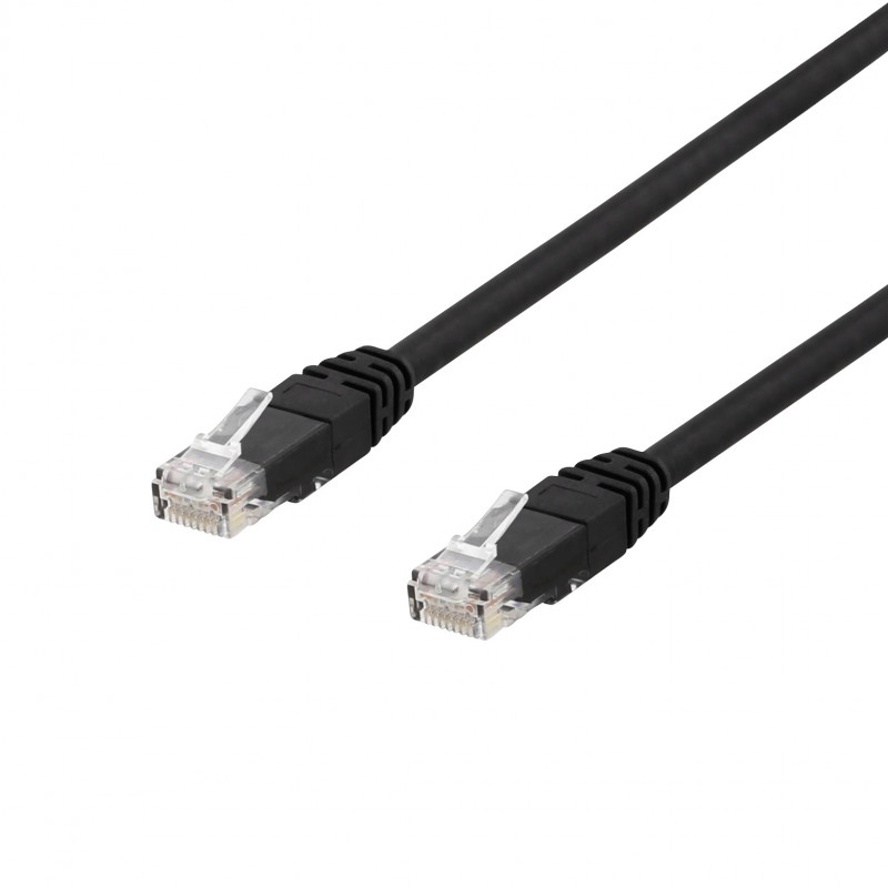 Deltaco U UTP Cat6a laitekaapeli, 0,5m, 500MHz, LSZH, musta