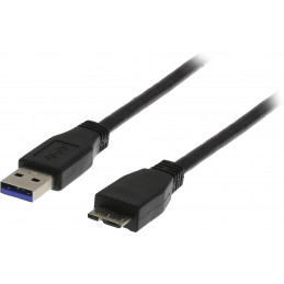 Deltaco USB 3.0 kaapeli, A ur - Micro B ur, 2m, musta