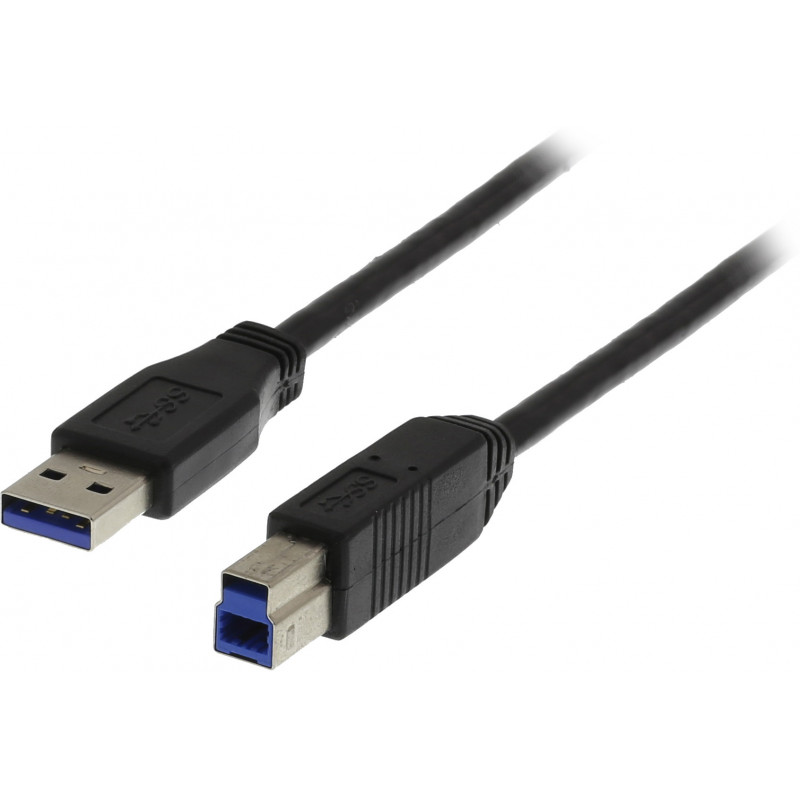Deltaco USB 3.0 kaapeli, A ur - B ur, 1m, musta