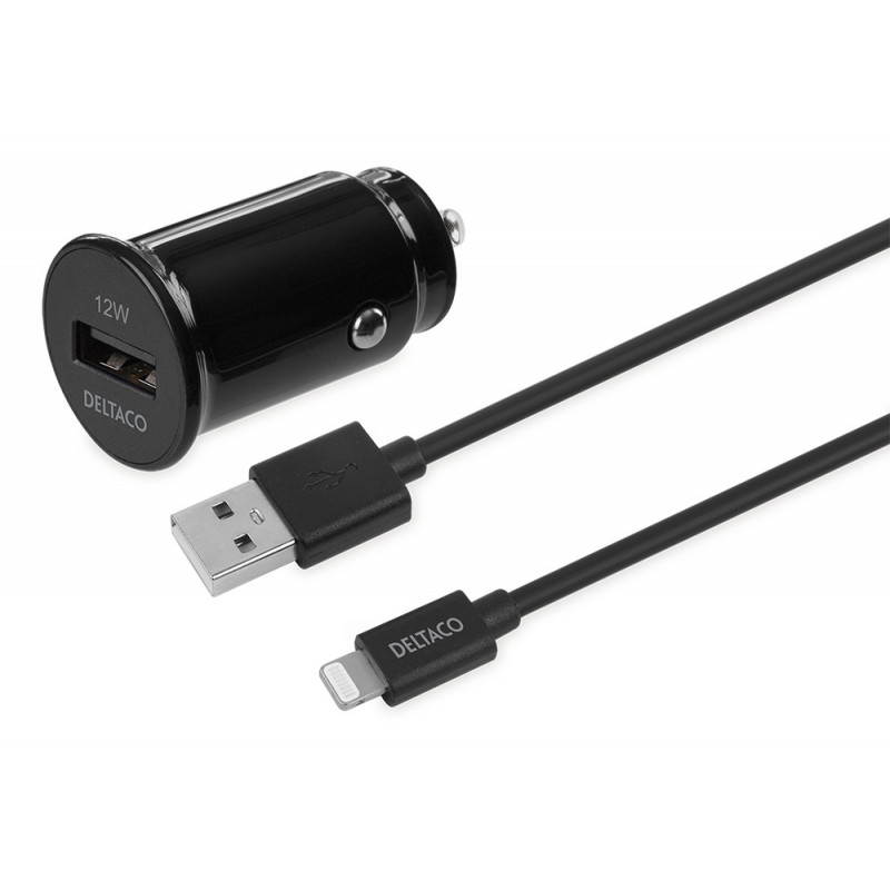 Deltaco USB-CAR130 mobiililaitteen laturi Universaali musta Tupakansytytin Auto