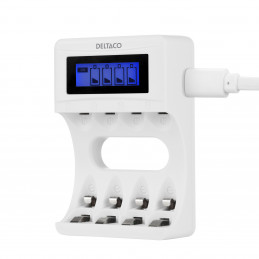 Deltaco C704A4-4xAAA laturi Kotitalousakku USB