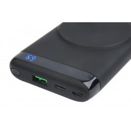 Deltaco Langaton varavirtalähde magneetilla, USB-C ja USB-A, 10 000 mAh, musta