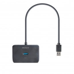 Deltaco USB-A-hubi, 4 porttia, 5 Gbit s, lisävirran syöttö, musta