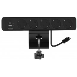 Deltaco Pöydän päälle asenn. virtapaneeli, 5 pistorasiaa, 1x21W A+C USB-laturi, GST18-liitäntä