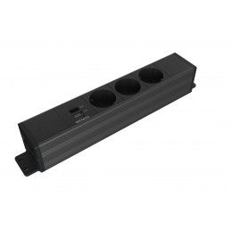 Deltaco Pöydän alle as. virtapaneeli, 3 pistoras., 1x21W A+C USB-laturi, GST18-liitäntä, ketjutus