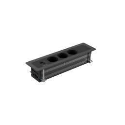 Deltaco Pöytään upotettava virtapaneeli, 3 pistoras., 1x21W A+C USB-laturi, GST18, ketjutus