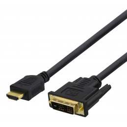 Deltaco HDMI   DVI-D-kaapeli, 3 m, musta