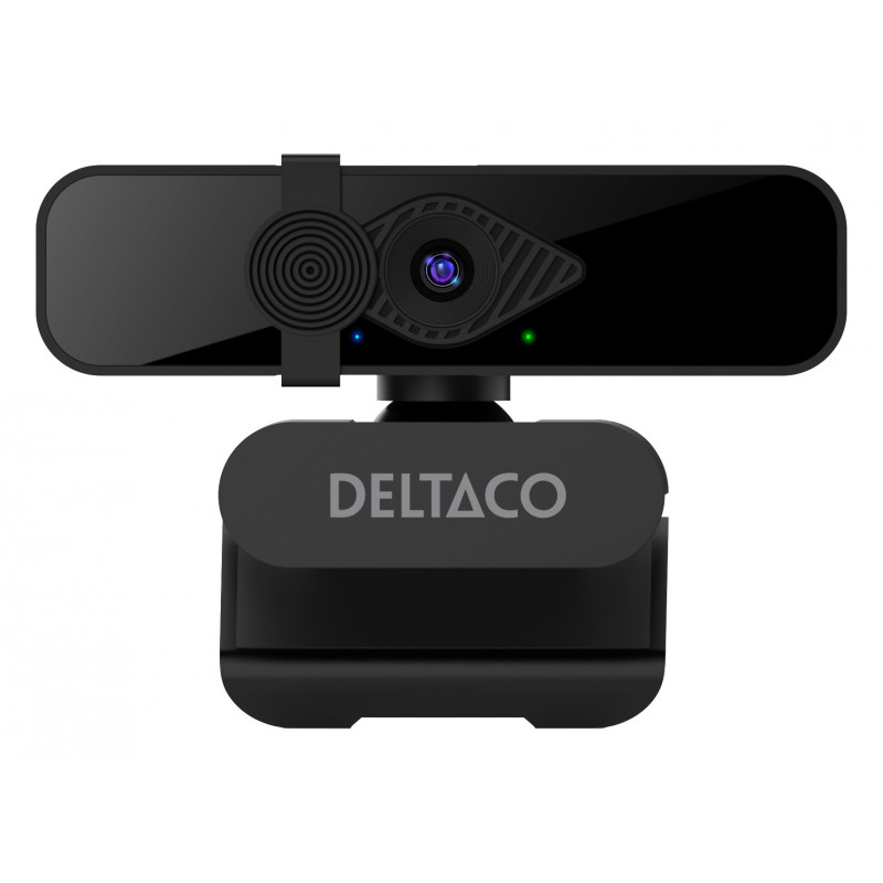 Deltaco 360° kääntyvä 2K QHD -verkkokamera, kallistus ylös alas, 3.7MP, musta
