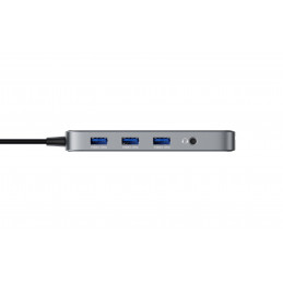 Deltaco Läpinäkyvä USB-C-telakointiasema 3xUSB-A   SD & microSD   RJ45   2x HDMI   3.5 mm