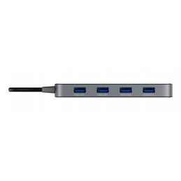 Deltaco USB-A Hub, 5 Gbit s, 4x USB-A, läpinäkyvä