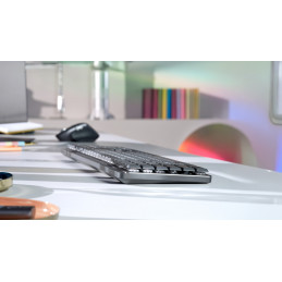 Logitech 920-010753 näppäimistö Office RF Wireless + Bluetooth QWERTY Pohjoismainen Grafiitti, Harmaa