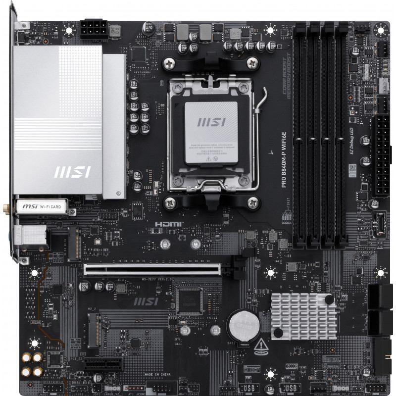 MSI PRO B840M-P WIFI6E emolevy AMD B840 Pistoke AM5 mikro ATX