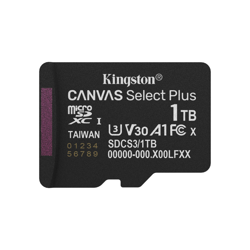 Kingston Technology Canvas Select Plus Gen3 1 TB MicroSDXC UHS-I Luokka 10