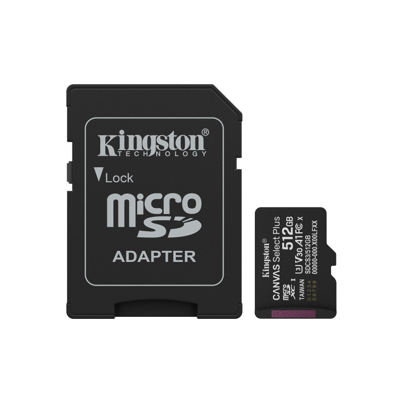 Kingston Technology Canvas Select Plus Gen3 512 GB MicroSDXC UHS-I Luokka 10