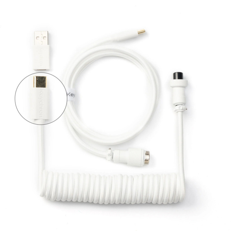 Keychron Coiled Aviator USB-kaapeli 1,36 m USB C 2 x USB C Valkoinen