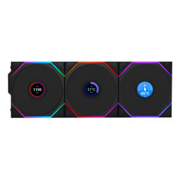 Lian Li Uni Fan TL120 LCD Reverse Blade Wireless Tietokonekotelo Tuuletin 12 cm musta 1 kpl