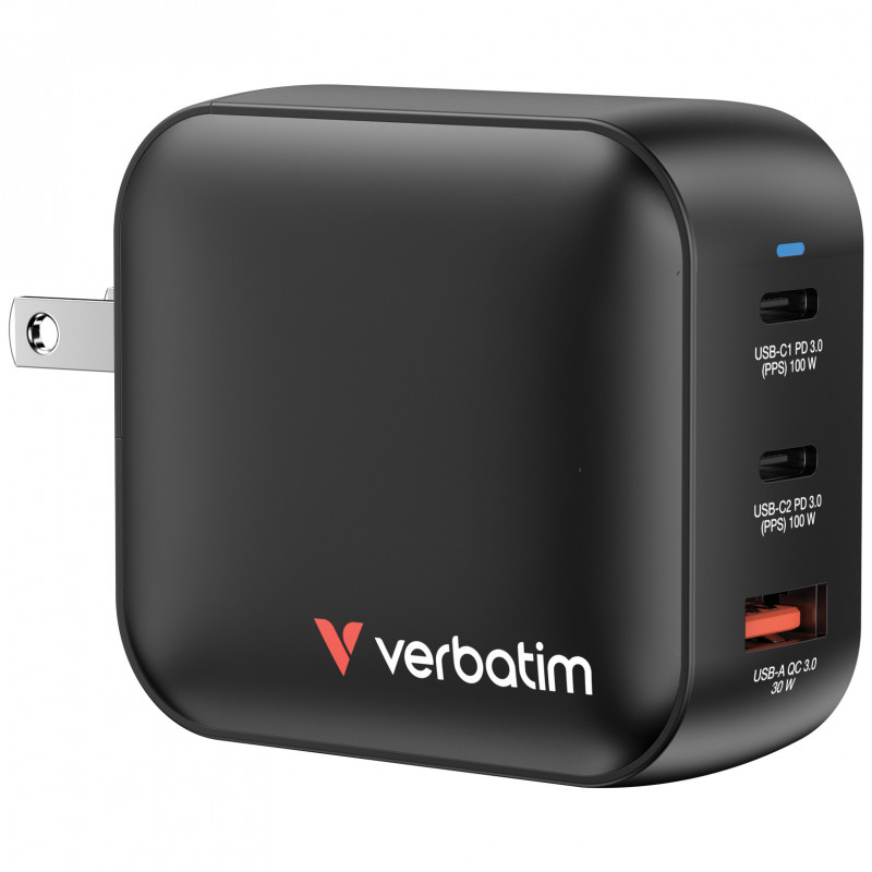 Verbatim GaN Charger 100W Universaali musta AC Pikalataus Sisätila