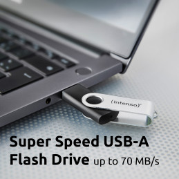 Intenso USB 128GB OFFICE LINE 3.2 Gen1 Silver-Black USB-muisti USB A-tyyppi 3.2 Gen 1 (3.1 Gen 1) musta, Hopea
