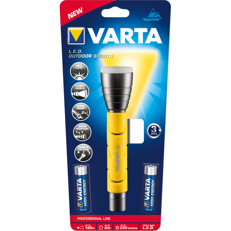 Varta 18628101421 musta, Keltainen Käsikokoinen taskulamppu LED