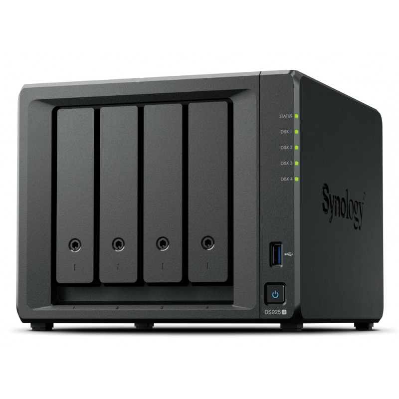 Synology DiskStation DS925+ NAS- ja tallennuspalvelimet Ryzen Embedded V1500B 4 GB DDR4 0 TB musta