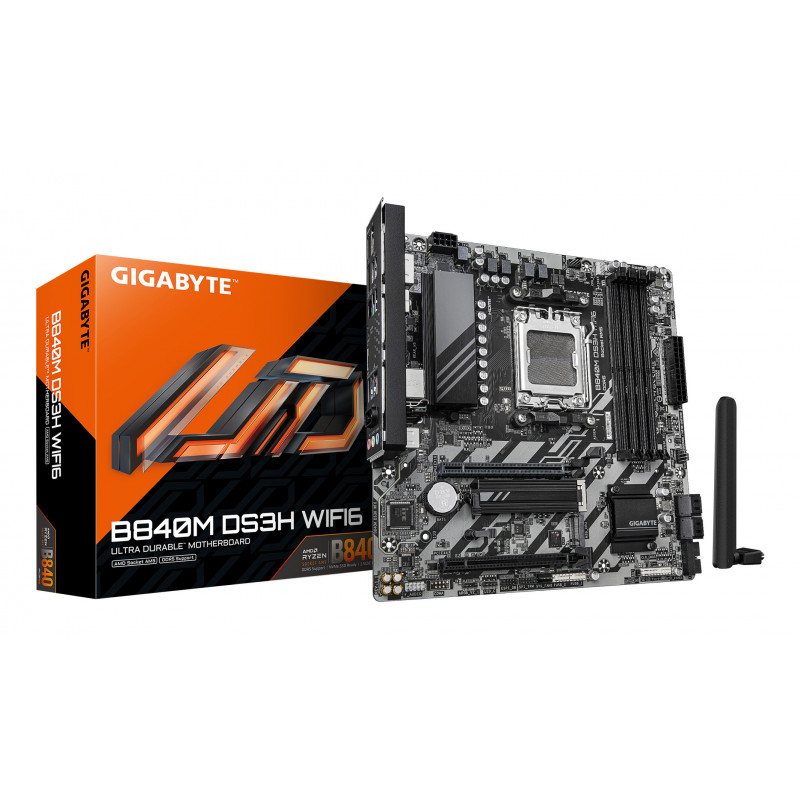 GIGABYTE B840M DS3H WIFI6 AMD B840 Pistoke AM5 mikro ATX