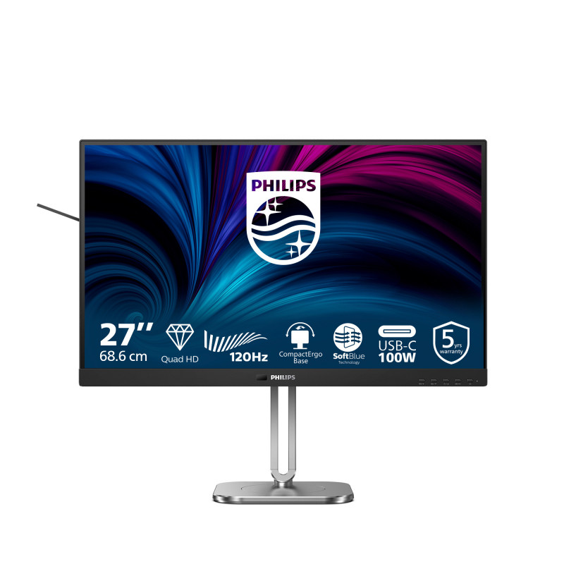 Philips 27B2U4601 00 tietokoneen litteä näyttö 68,6 cm (27") 2560 x 1440 pikseliä Quad HD LCD Harmaa
