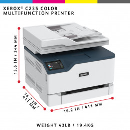 Xerox C235, A4, 22 s min, langaton, kopiointi tulostus skannaus faksaus, PS3 PCL5e 6 ADF, 2 alustaa, yht. 251 arkkia