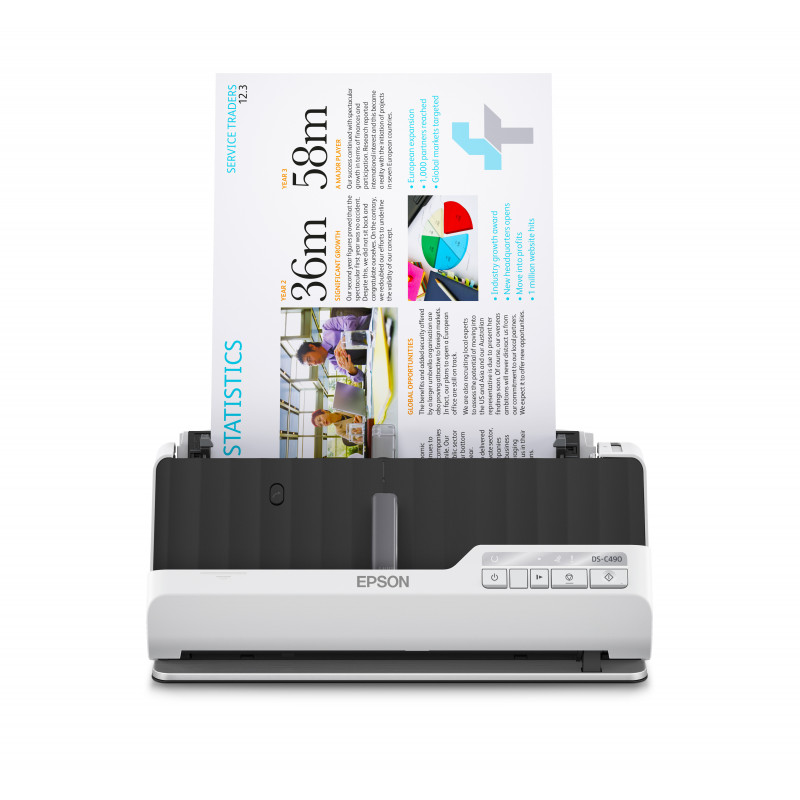 Epson DS-C490 ADF + arkinsyöttöskanneri 600 x 600 DPI A4 musta, Valkoinen