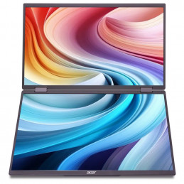 Acer PD163Qbmiuux tietokoneen litteä näyttö 39,6 cm (15.6") 1920 x 1080 pikseliä Double Full HD LED Harmaa