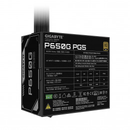 GIGABYTE P650G PCIE 5.1 virtalähdeyksikkö 650 W 20+4 pin ATX ATX musta