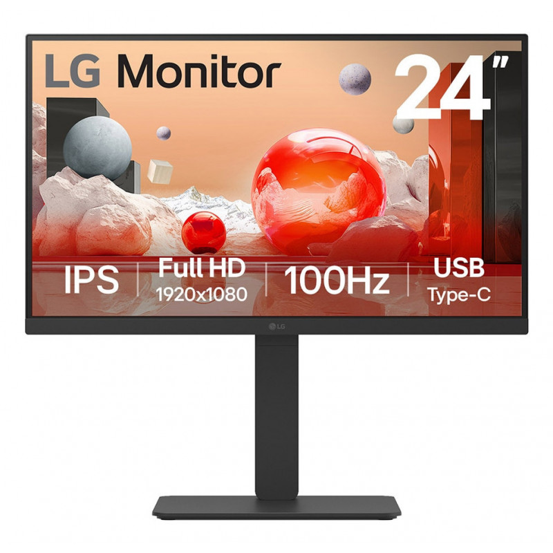 LG 24BA750-B tietokoneen litteä näyttö 60,5 cm (23.8") 1920 x 1080 pikseliä Full HD LCD musta