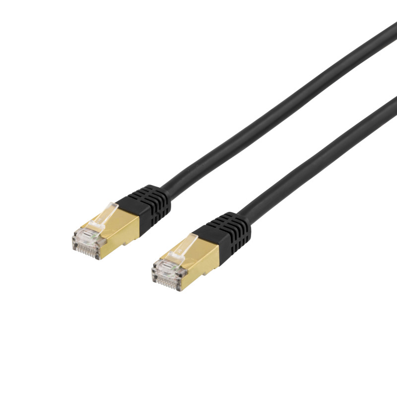 Deltaco S FTP Cat7 laitekaapeli, LSZH (halogeeniton), 1m, musta
